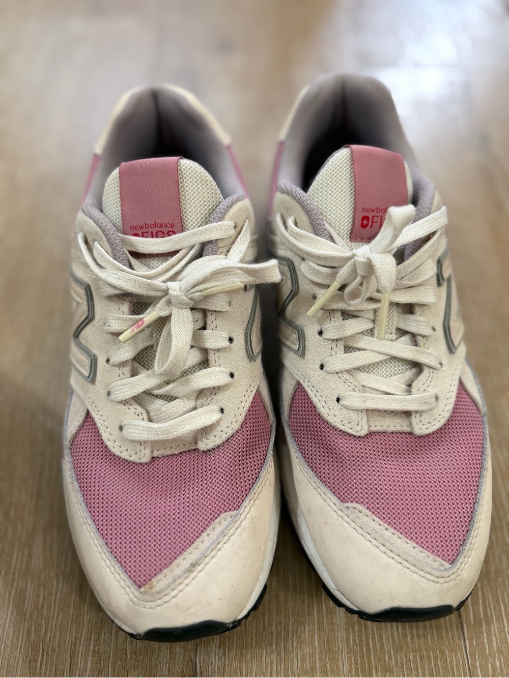 New Balance x Figs  Women's Beige & Pink Retro Run Sneakers - Picture 4 of 10